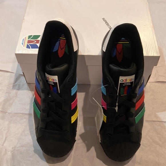 adidas Superstar J 'Colorful Stripes - Core Black' FW5235 - Picture 5 of 15